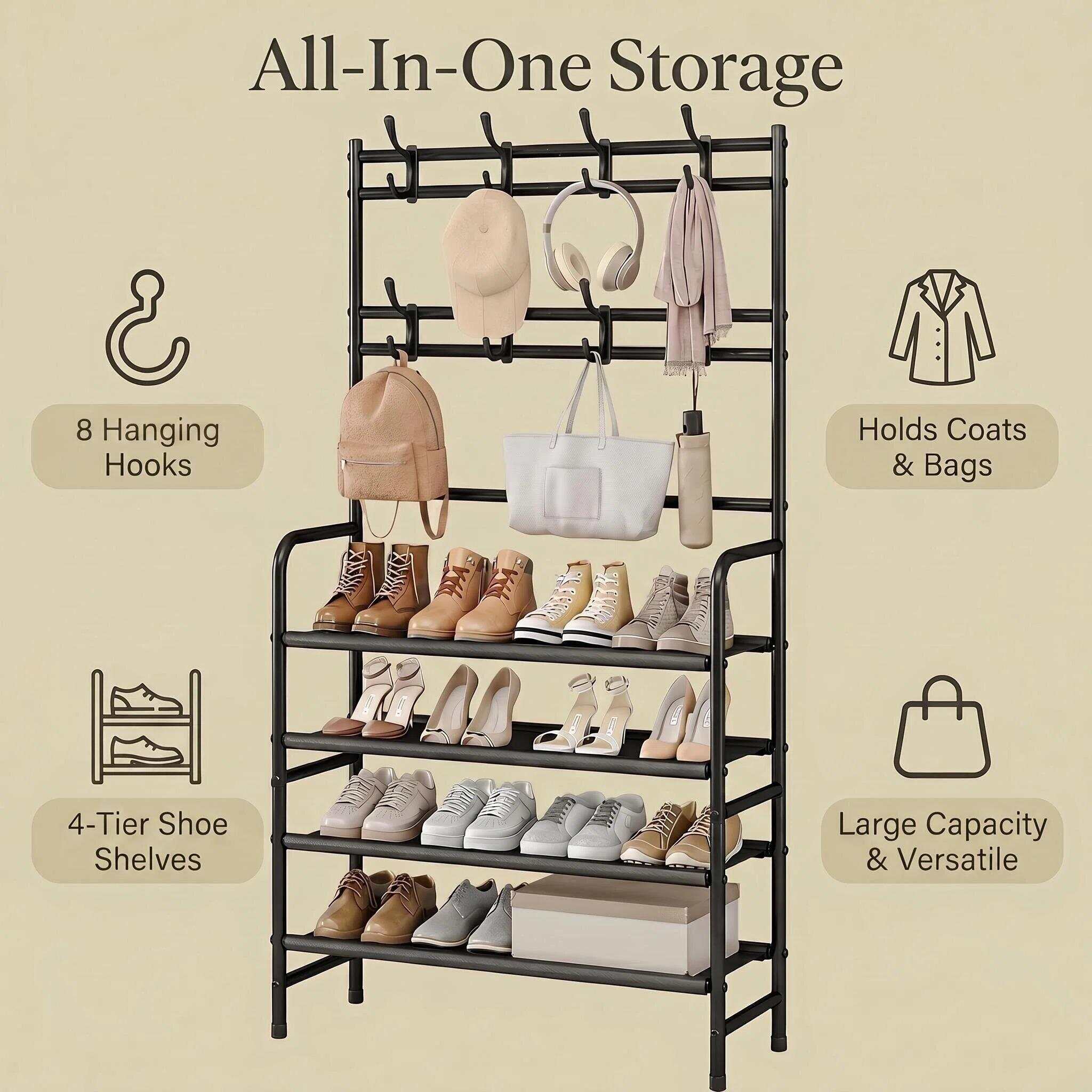 SUOERNUO Metal 4-Tier Shoe Rac - Women'S Accessories Rack Room Shoes ulasan dan harga