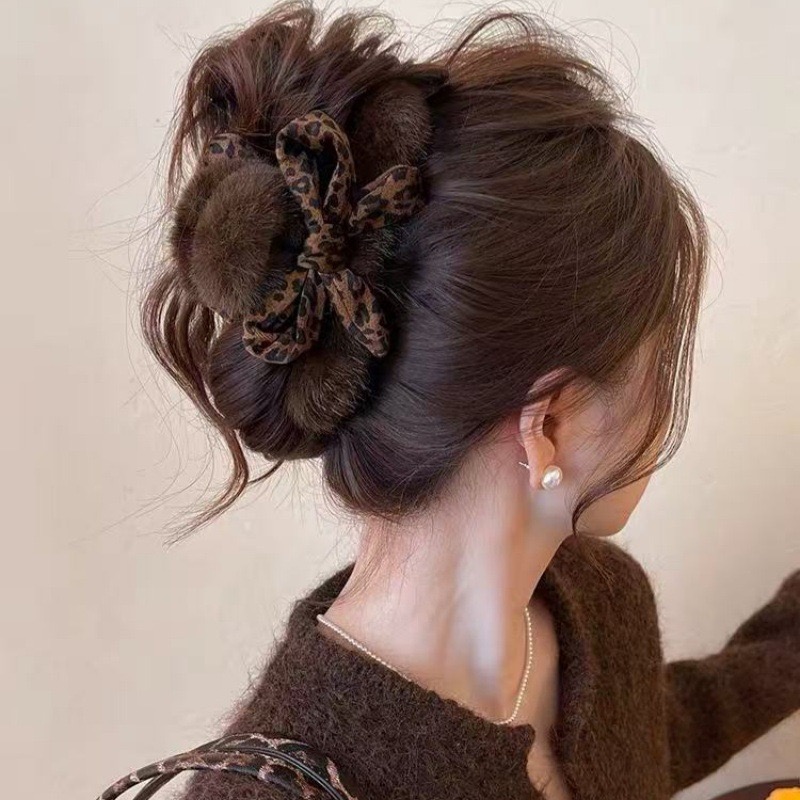 1pc High-end Leopard Print Bow - Women'S Winter Accessories Set ulasan dan harga