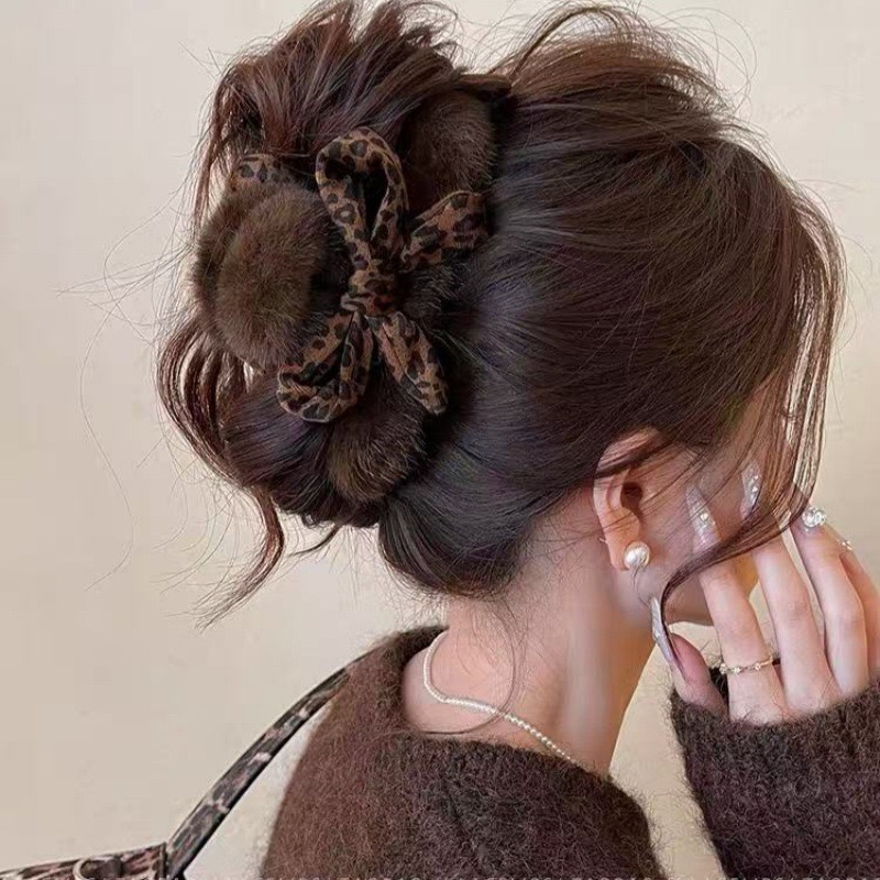 1pc High-end Leopard Print Bow - Women'S Winter Accessories Set ulasan dan harga