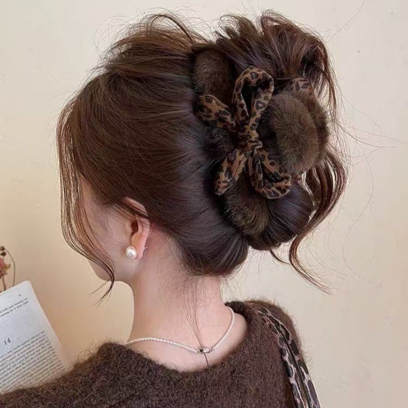 1pc High-end Leopard Print Bow - Women'S Winter Accessories Set ulasan dan harga